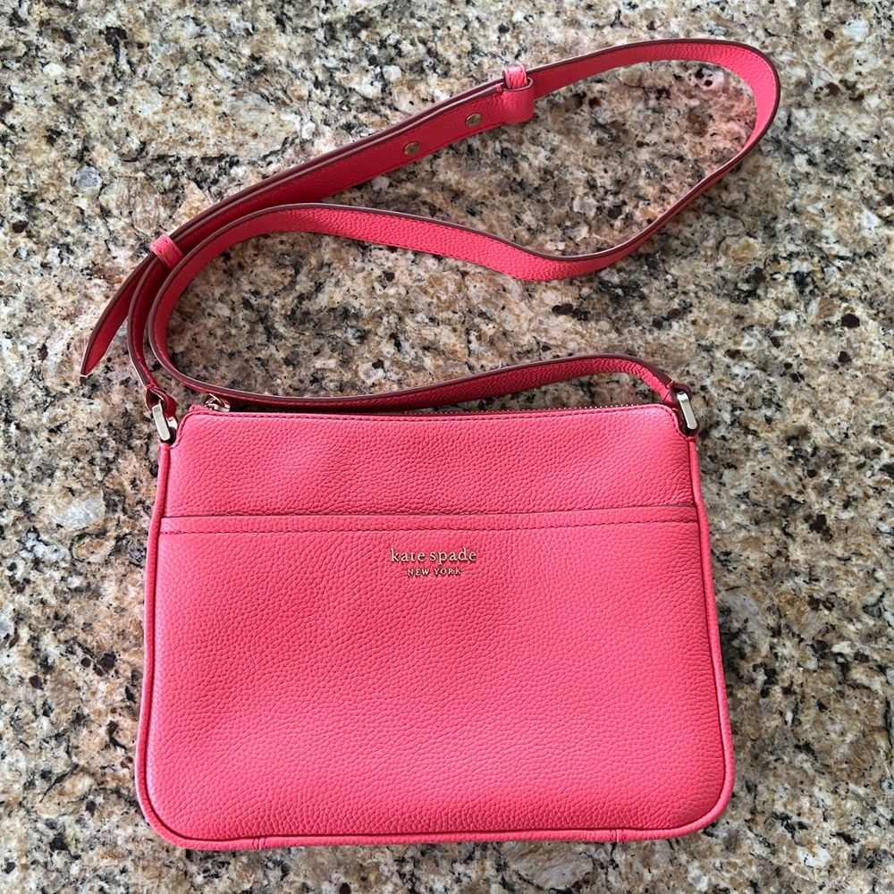 NEW Kate Spade Leather Crossbody Purse Coral 🪸 Pink with Adjustable Strap - Picture 2 of 14